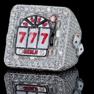 Anillo de Plata de Ley 925 con Diseño de Máquina Tragamonedas, Diamantes Moissanite VVS, Estilo Hip Hop, Casino, Lujoso, con Baño de Rodio - Product Image 1