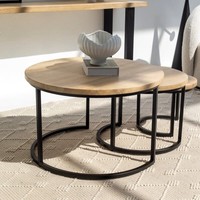 Table basse Vandana Astra Optima en bois de manguier blanchi pour les intérieurs de salons modernes