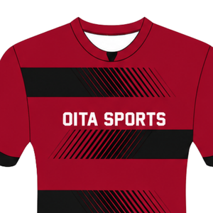 Camiseta de Rugby Roja Carmesí y Negra de Manga Corta con Cuello Redondo, Uniforme de Equipo a Rayas, Personalizable, Transpirable, para Entrenamiento Deportivo - Product Image 3