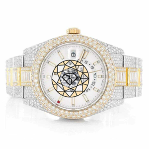 Reloj Cronógrafo de Acero Inoxidable para Hombre, 46 mm, Esfera Analógica, Cierre de Hebilla de Cristal, Brazalete de Moissanita de Lujo, Movimiento de Cuarzo - Product Image 5