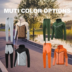 Ensemble de jogging pour homme, streetwear, imprimé floral, sweat à capuche zippé, 2 pièces, vêtements de sport pour la salle de sport, avec logo personnalisé, tissu respirant - Product Image 3