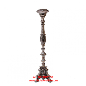 Vintage Bronze Textured Candlestick <b>Set</b> Rustic Wedding Centerpiece Tall Tapered Metal Pillar Holders - Product Image 5