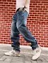 Jean en denim évasé à jambe large, taille mi-haute, coupe ample, déchiré, écologique, décontracté pour l'été - Product Image 3