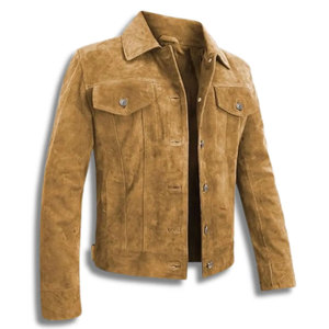 Cozy Fit <b>Suede</b> Leather <b>Jacket</b> Lightweight Casual Style <b>Suede</b> Leather <b>Jacket</b> Smooth Surface With Stylish Look - Product Image 3
