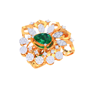 Anillo de Esmeralda Verde con Corte de Pera en Oro de Lujo, Anillo de Cóctel Floral para Mujer - Product Image 1