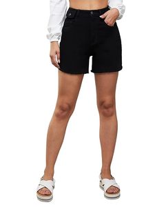 Shorts de Mezclilla Negros para Mujer, 100% Algodón, Estilo Vintage, Casuales, Ecológicos, Cintura Alta, con Cinturón, Abdul Royal World Export - Product Image 1