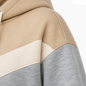 Sudadera con Capucha Corta para Mujer, Diseño Color Block, con Logotipo Bordado en la Parte Delantera, Manga Regular, Estilo Casual para Otoño, Gris Beige, Tejido de Punto - Product Image 6