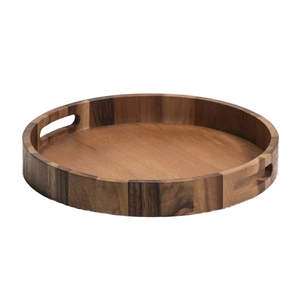 Plateau en bois de bambou rond fait à la main pour le petit-déjeuner, écologique, décoratif, élégant, grande capacité, pain, nourriture, cuisine - Product Image 2