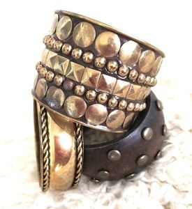 EXLILENT RETRO PENTAGRAM WOODEN BRACELET Exaggered Wide Rivet Design Modern Handmade Waterproof High Quality Unisex Accessory - Product Image 1