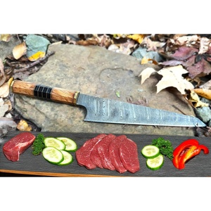 Couteau de chef personnalisé fait main Jexmoo avec lame en acier Damas de 8 pouces, manche en bois, étui en cuir - Cadeau pour chef - Product Image 3