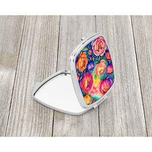 Colorful Peonies Compact Travel Makeup <b>Mirror</b> Folding <b>Handheld</b> Pocket <b>Mirror</b> for Women and Girls Decorative Gift Idea - Product Image 2
