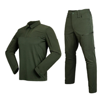 Ensemble veste et pantalon cargo tactique professionnel, extensible, respirant, coupe-vent, 4 saisons, anti-UV, ignifuge, camouflage d'usine