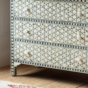 ILAHI's Bone Inlay <b>Drawer</b> Modern Design Agate Detailing <b>Storage</b> Portable Home Furniture - Product Image 1
