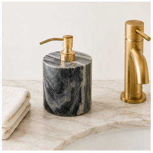 Distributeur de savon en marbre noir naturel de qualité supérieure avec pompe en métal doré, accessoire de salle de bain pour hôtel 5 étoiles et décoration moderne de la maison - Product Image 4