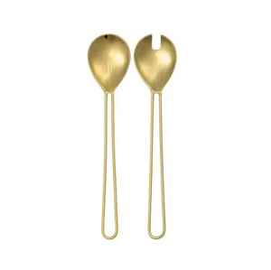 Ensemble de serveurs à salade de luxe en acier inoxydable de qualité supérieure avec poignées design, outils à salade écologiques pour la maison et la restauration - Product Image 2