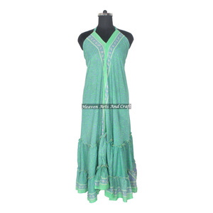 Vestido de Seda Vintage Estilo Playa para Mujer, Vestido de Noche Bohemio Hecho a Mano, Elegante, Largo y sin Mangas, para Cenas - Product Image 5