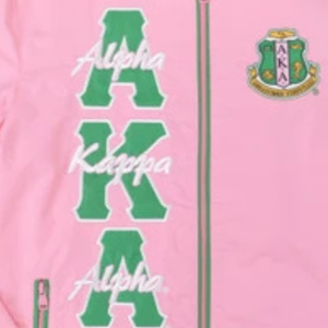 <b>White</b> Fleece Letterman <b>Jacket</b> Unisex Pink Green Chenille Embroidery Greek Letter Varsity Style Premium Cotton Zip Up - Product Image 2