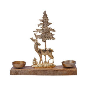 Wooden Christmas <b>Tree</b> Deer Candle Holder With Metal Bowl For Indoor Home Decoration Tealight <b>Stand</b> Customized Shape - Product Image 4