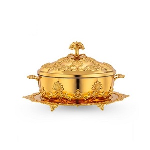 Olla de acero inoxidable martillada, diseño novedoso, olla tipo cacerola con acabado dorado y asas para accesorios de cocina - Product Image 5