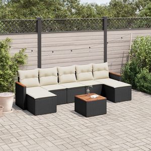 Ensemble de canapés de jardin noir et crème, en rotin PE résistant à l'eau, design contemporain, meubles d'extérieur - Product Image 3