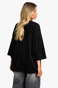 T-shirt oversize tendance pour femme, col rond, uni, 100% coton, haute qualité, OEM/ODM - Product Image 4