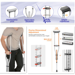 Muletas Plegables para Debajo del Brazo, Ajustables y Ligeras, para la Recuperación de Lesiones en las Piernas, Ayuda para Personas Mayores y Pacientes con Discapacidad - Product Image 2