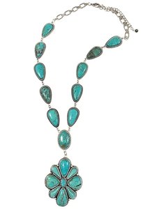 Collier Turquoise Western à Pétale, Collier Statement en Pierre Naturelle pour Femme, Bijou Tendance, Idéal Cadeau - Product Image 3