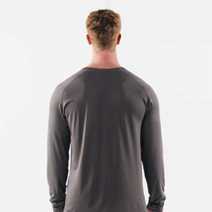 Men's Cotton Polyester Long Sleeve Gym T-<b>Shirt</b> - OEM Sports Fitness, Autumn Winter Wear - Product Image 4