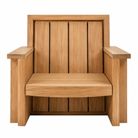 Chaise de salle à manger d'extérieur contemporaine en teck massif de luxe, confortable et écologique, avec larges accoudoirs et assise à lattes, idéale pour les hôtels, les complexes hôteliers et les patios.