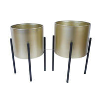 Tendance Ménage Antique Grands Pots De Fleurs Feuille De Fer Fabriqué À La Main Ensemble De Jardinière D'intérieur En Métal Le Plus Vendu et Support De Pot De Fleur