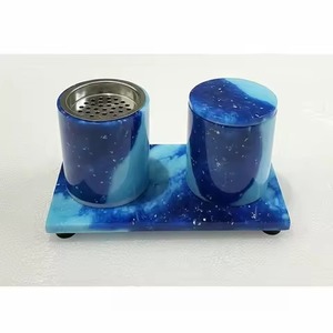 Portable Sandalwood and Epoxy Resin Incense <b>Burner</b> Square Shaped Modern Art Antique Style Handcrafted <b>for</b> Aromatic Use - Product Image 4