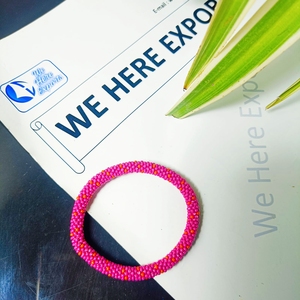 Elegante Pulsera Elástica Hecha a Mano con Perlas de Imitación Rosa y Morado para el Cabello, de Moda Diaria para Mujer - Product Image 5