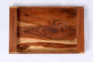 Plateau de service en bois avec poignées, plateau en bois artisanal, petit plateau de cuisine vintage, plateau shabby chic, plateau vintage - Product Image 2