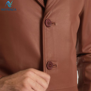 Rugged <b>Men's</b> Genuine Leather Reversible Trench Coat <b>Winter</b> Outerwear Jacket Warm Lined Button Closure for Casual Outdoor Use - Product Image 6