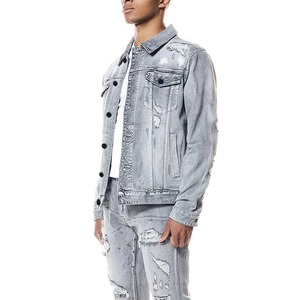 Men's Distressed Denim <b>Jacket</b> Ripped Style Polyester/Nylon Jean Coat Sweet/Formal Eco-Friendly Breathable Quick Dry Outerwear - Product Image 4
