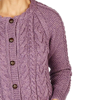 Cárdigan de Punto Trenzado Morado para Mujer, Estilo Urbano, para Todas las Temporadas, Informal, Grueso, Antiarrugas, Transpirable, con Botones al Frente