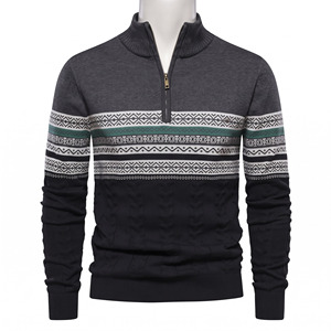 Pull tricoté à demi-zip pour homme, idéal pour l'hiver décontracté – Vêtement masculin à manches longues - Product Image 4