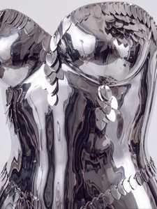 Silver Plated Stainless Steel Armor Corset With Winged Shoulder Detail Fashion Art Wear - Product Image 6