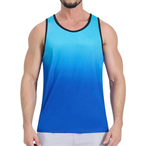 Private Label Men's Fitness Tank Tops Gradient Print Performance <b>Singlet</b> Moisture Wicking <b>Running</b> Vest Wholesale Price Tank Tops - Product Image 1