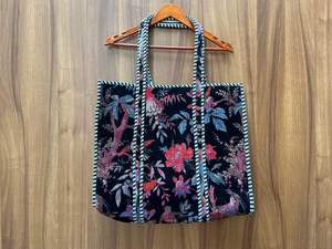 Sac fourre-tout matelassé en velours réversible avec doublure en toile vintage, fermeture éclair, très grande taille, pour femme, idéal pour les voyages et le shopping - Product Image 4