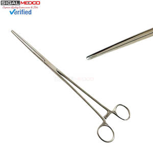 Lot de 2 pinces hémostatiques manuelles 14 pouces, à mâchoires courbées, droites ou dentelées, en acier inoxydable, à verrouillage, pour chirurgie générale et pêche - Product Image 2