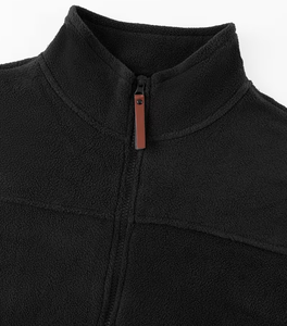 Chaqueta Ligera de Forro Polar para Hombre, Color Negro, Cuello Alto, Cierre de Cremallera, Corte Regular Informal, para Otoño, 100% Poliéster Tejido, Color Sólido - Product Image 4