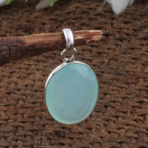 Collar Artesanal de Plata de Ley 925 con Colgante de Calcedonia Aqua, Joyería Vintage al por Mayor - Product Image 4