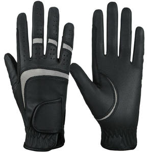 Gants d'équitation en textile vert pour homme, couleur unie, fermeture auto-agrippante, coupe classique, usage équestre - Product Image 5