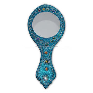 Miroir à main perlé personnalisé avec cadre en forme de feuille et paillettes, pour les acheteurs en gros, fabriqué en Inde - Product Image 6