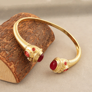 Wholesale Fashion Jewelry Gold Plated <b>Bracelet</b> Ruby Jade and Ruby Quartz <b>Gemstone</b> Vintage Cuff Adjustable <b>Bracelets</b> for Unisex - Product Image 4