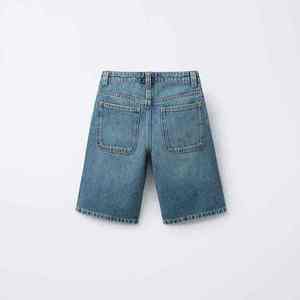 Pantalones Cortos Bermuda de Lona para Hombre, Cintura Media, Transpirables, Casuales, con Estampado Puff, Bordados, con Pedrería, Cierre de Botón Cruzado, de Algodón Tejido - Product Image 4