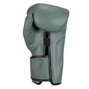 Leather Boxing Gloves Training Adjustable Wrist <b>Strap</b> <b>Velcro</b> Closure Adult Green - Product Image 6