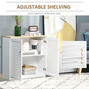 Mobiletto bianco autoportante con ante a persiana per cucina, soggiorno, corridoio, soluzione di archiviazione stabile per home bar - Product Image 6