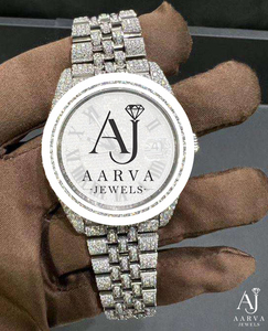 Montre mécanique en acier inoxydable avec incrustation de diamants, cadran de luxe à chiffres romains de 28 mm, bracelet argenté, maillons carrés de 20 mm, lumineux - Product Image 4